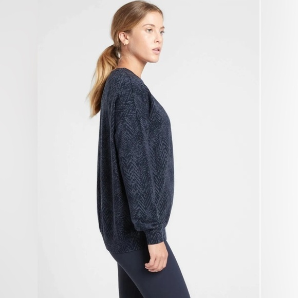 Athleta Studio to Street Sweatshirt grey herringbone print women’s size small - Picture 3 of 10